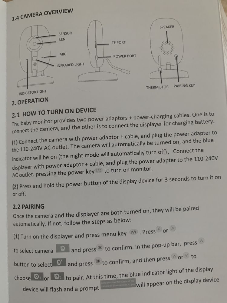 Niania elektroniczna z kamerą i monitorem