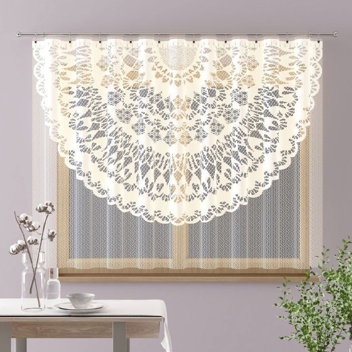 Firanka żakardowa gotowa Bogda 150x150 cm krem 150 cm 150 cm