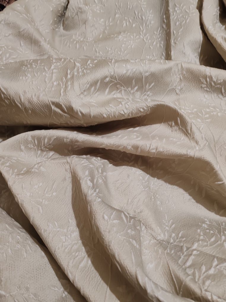 Conjunto de 3 cortinados cor creme bege pérola com argolas