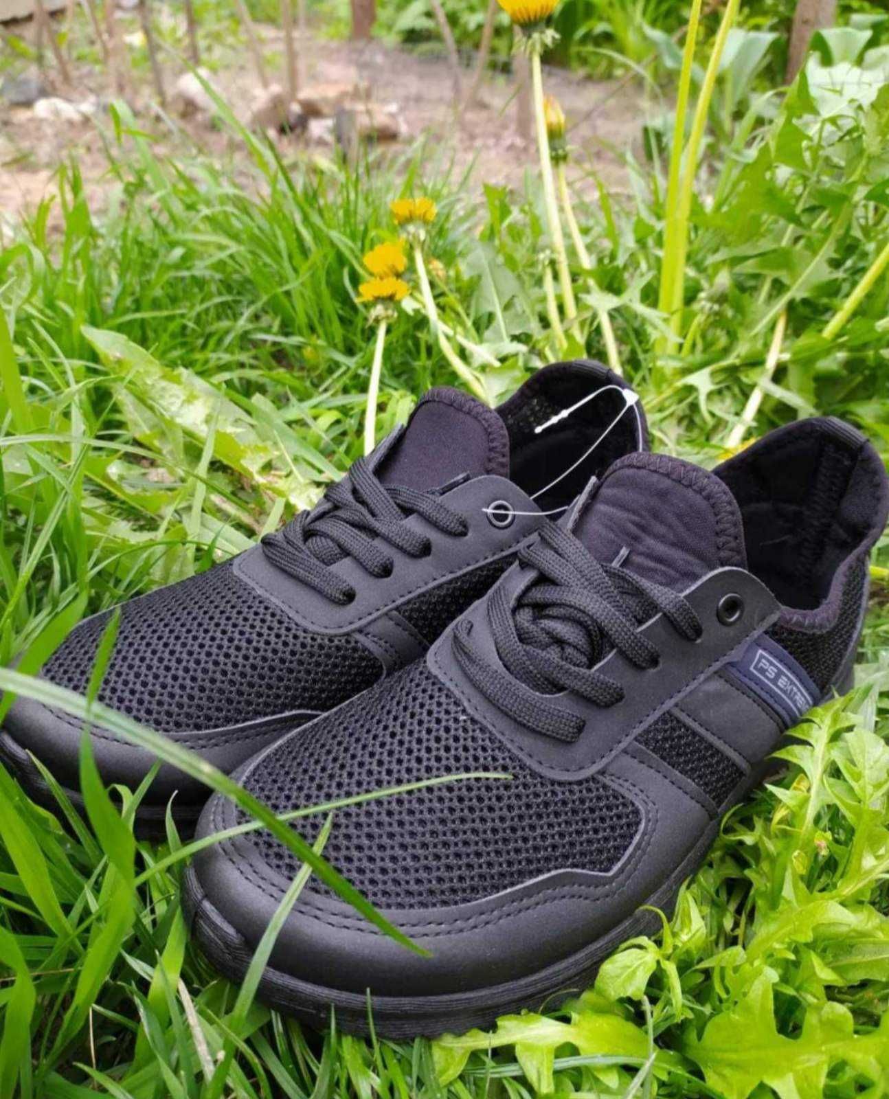 Черные мужские кросовки, кроссовки из сетки на весну