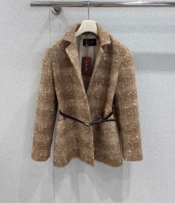 Loro Piana marynarka z wełnianej tkaniny w kratę