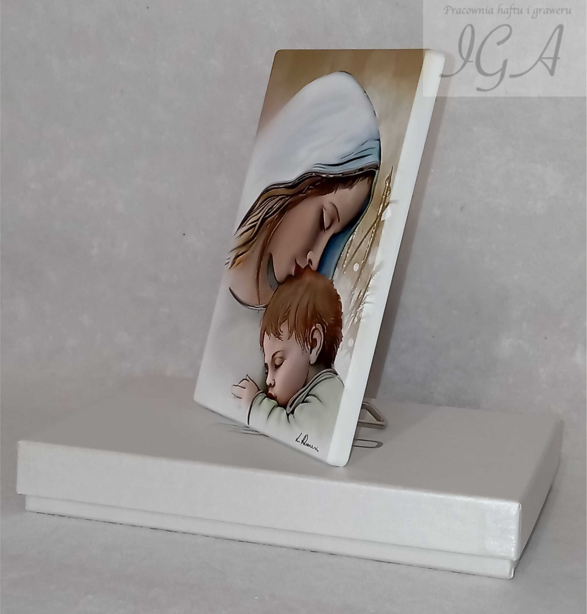 Pamiątka Jubileusz Obrazek Malowany Na Drewnie Matka Boska Madonna