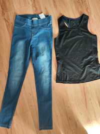 Leginsy, jeansy elastyczne, H&M, Reserved, 140