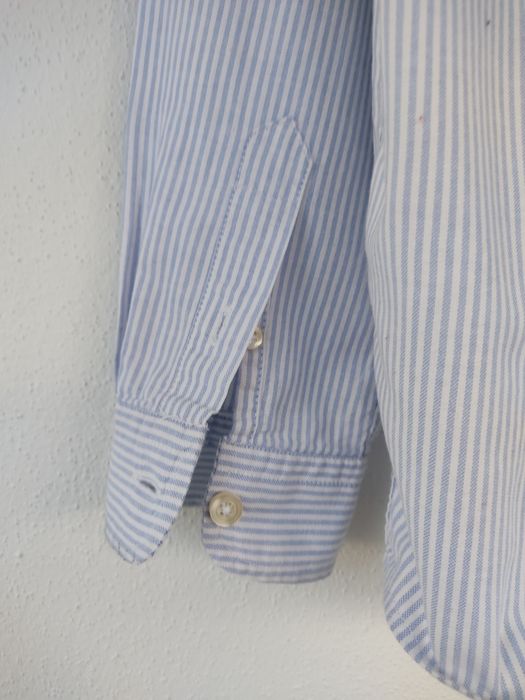 Camisa às riscas azuis claro, rapaz 10-11 anos, Zara