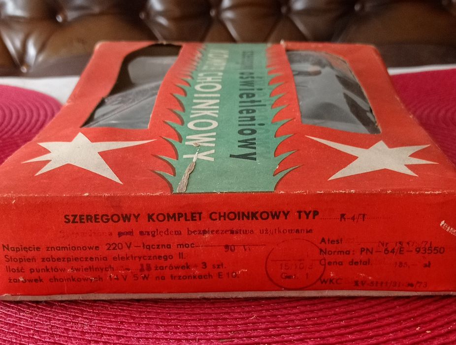 Zestaw stare oświetlenie choinkowe plus bombki PRL