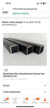 Aluminiowy profil kwadratowy czarny 2m
