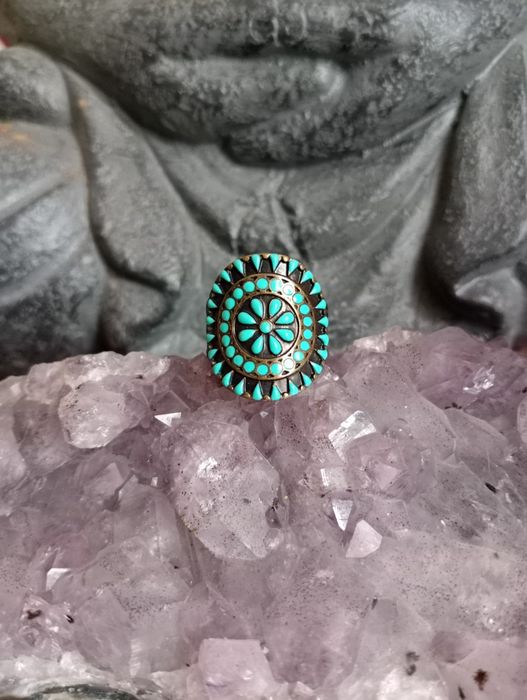 Каблучка, натуральна бирюза, Туніс, 16 розмір