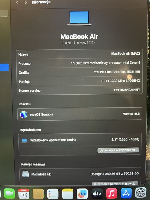 Apple Macbook Air 13 2020 komplet srebrny