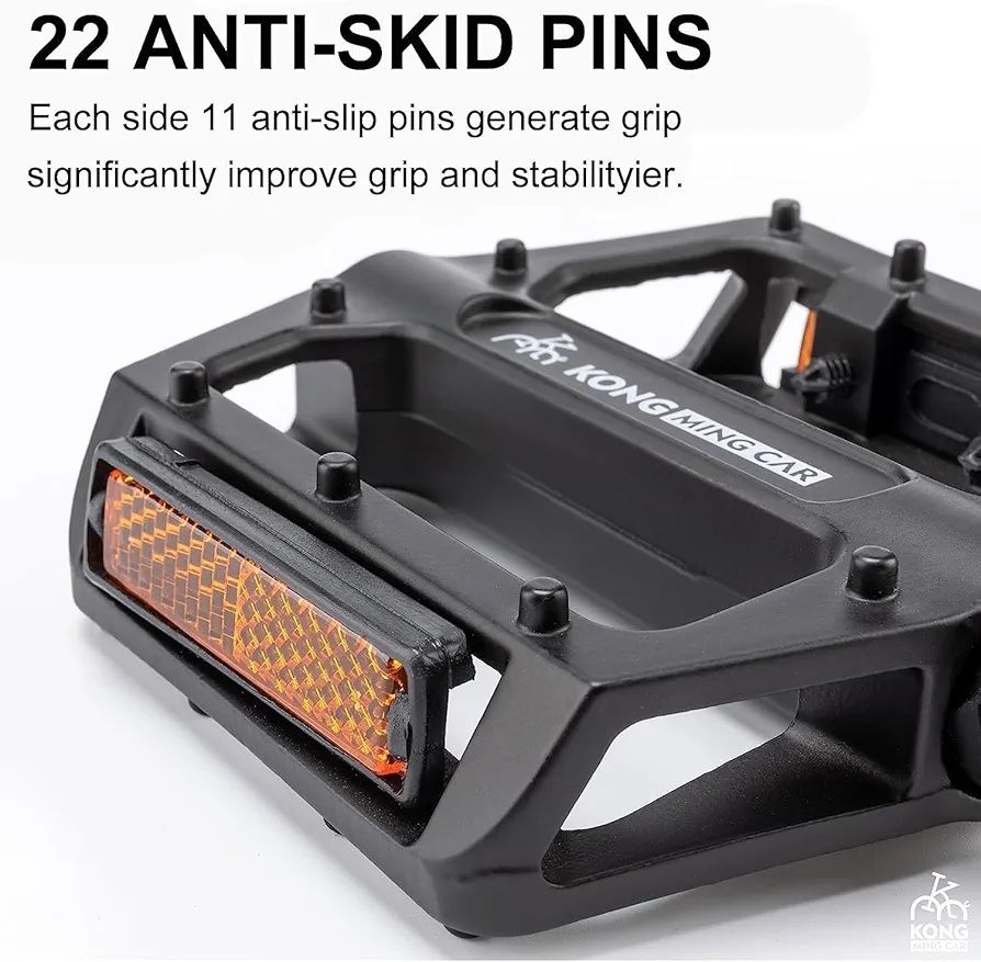 Pedały rowerowe kong ming car do mtb ko-1020 czarne aluminium odblaski