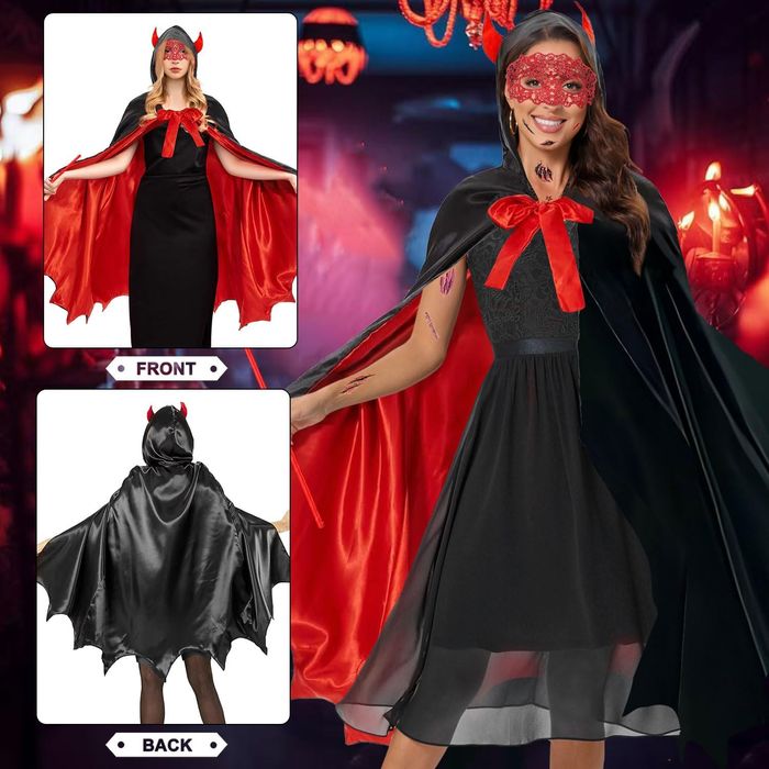 Kostium peleryna czarodzieja z kapturem Halloween Rozmiar One Size