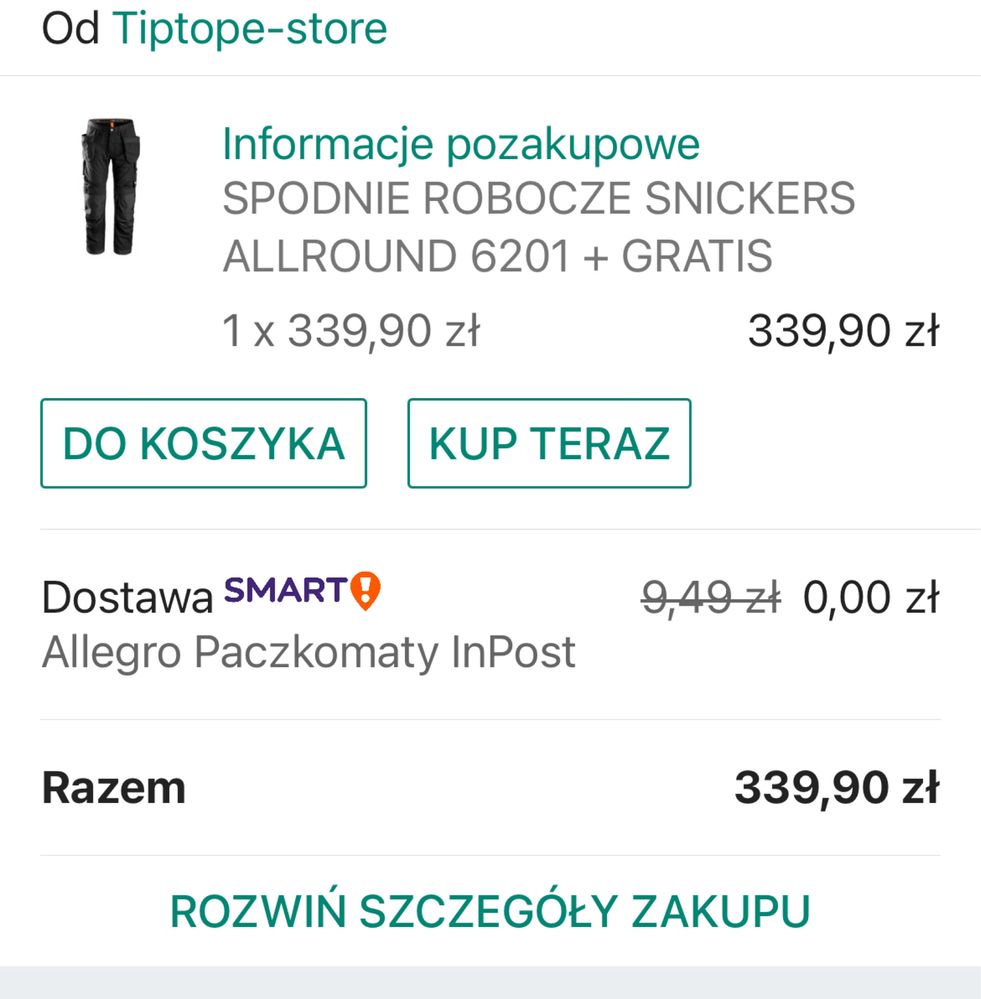 Spodnie robocze Snickers, rozmiar 148