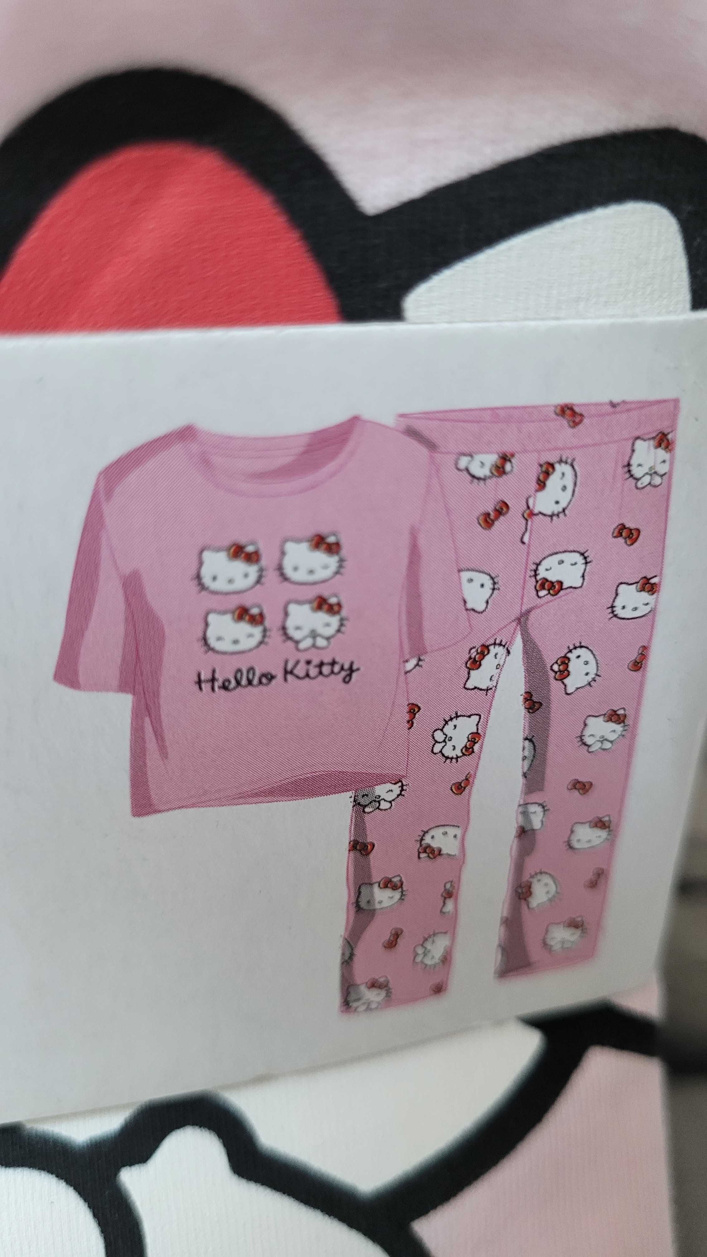 Piżama bawełniana Hello Kitty w kolorze pudrowego różu PRIMARK