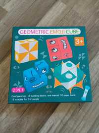 Gra drewniana układanka Montessori 2w1 Geometric Emoji Cube
