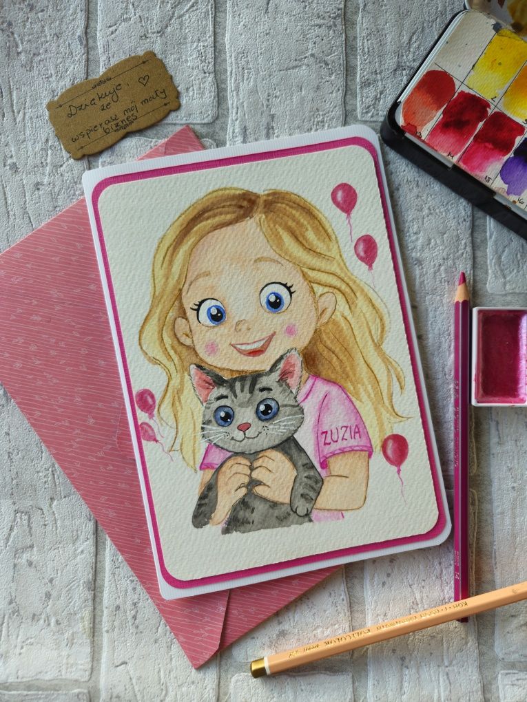 Personalizowana kartka urodzinowa pożegnanie z pracy chrzest ślub
