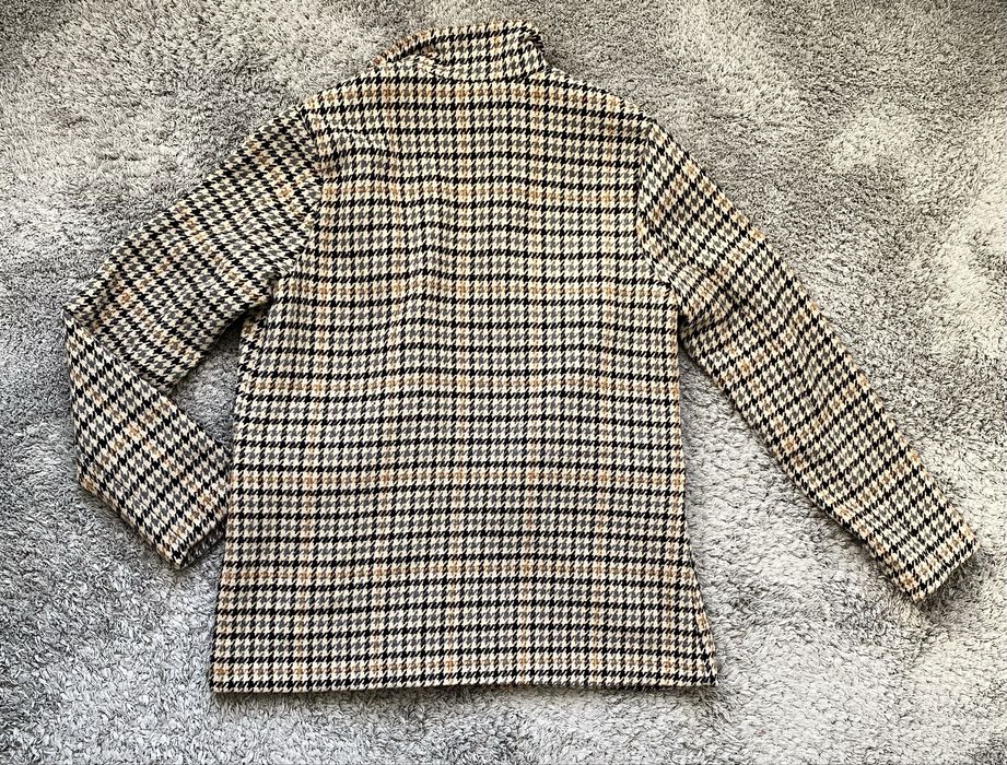 Вовняний коричневий жіночий жакет в гусячу лапку