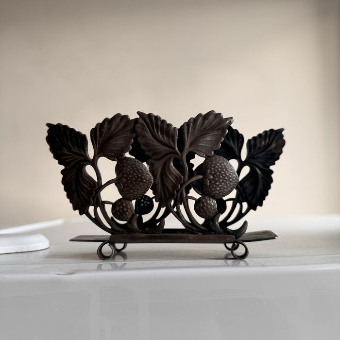 Serwetnik poziomki truskawki hefra posrebrzany prl vintage stary antyk