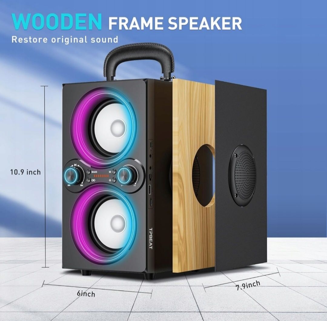 TPBEAT Głośnik Bluetooth 80 W, Bezprzewodowy super basem TWS 100 dB X1
