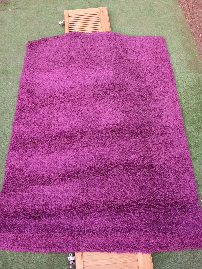 Duży puszysty dywan fioletowy shaggy 185 x 135cm