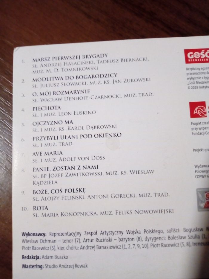 cd pieśni patriotyczne i religijne''Boże coś Polske''