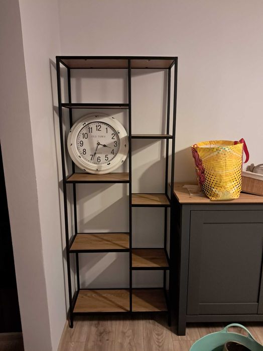 Regał TRAPPEDAL 7 półek kolor ciepły dąb/czarny