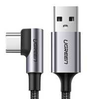 Kabel Kątowy Ugreen USB-C do USB-A, 1M 3A, Szary