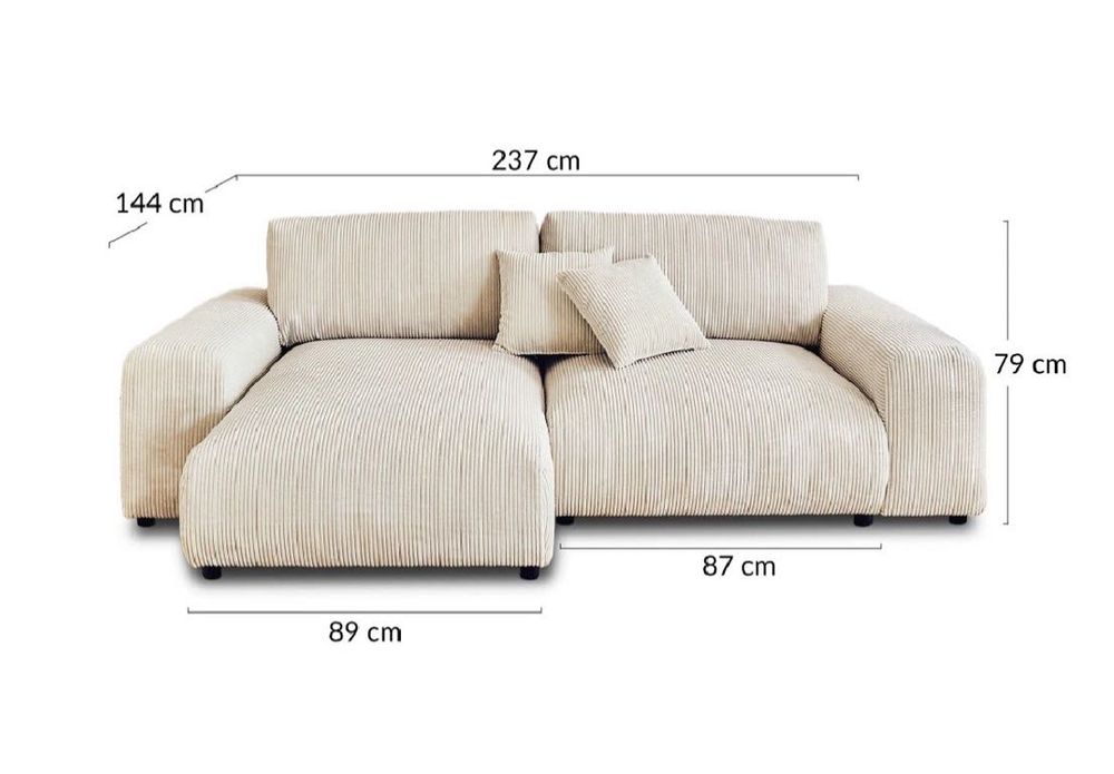 Sofá bege de veludo cotelê