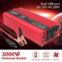 (NOVO) • Inversor 12V - 220V • 2000W • DC/AC • ONDA PURA • 2 x USB 5V