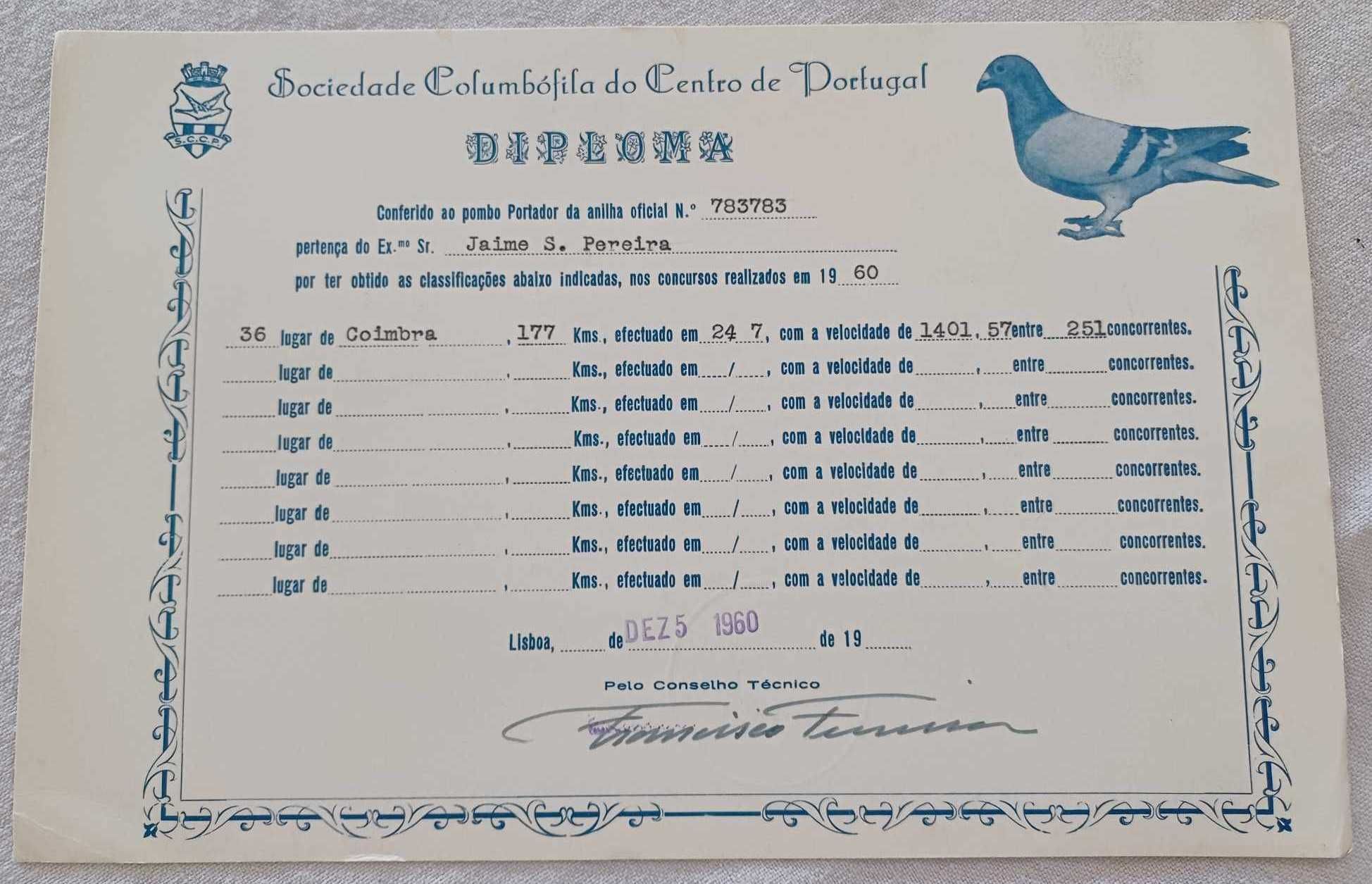 Columbofilia – Diplomas
