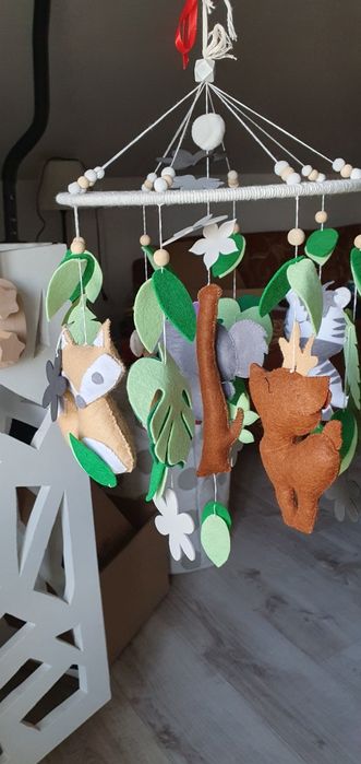 Pałąk do łóżeczka z pozytywką + karuzela zwierzątka Handmade