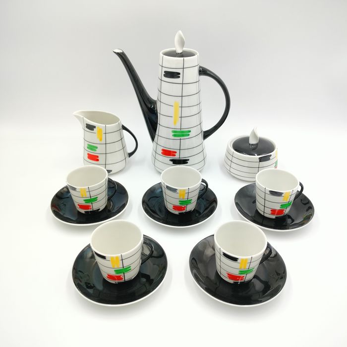 Serwis Kawowy Chodzież Prometeusz Porcelana PRL Pikasia