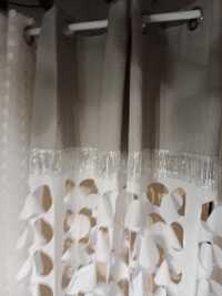 Zasłony laserowe szaro białe z cyrkoniami 145x250cm