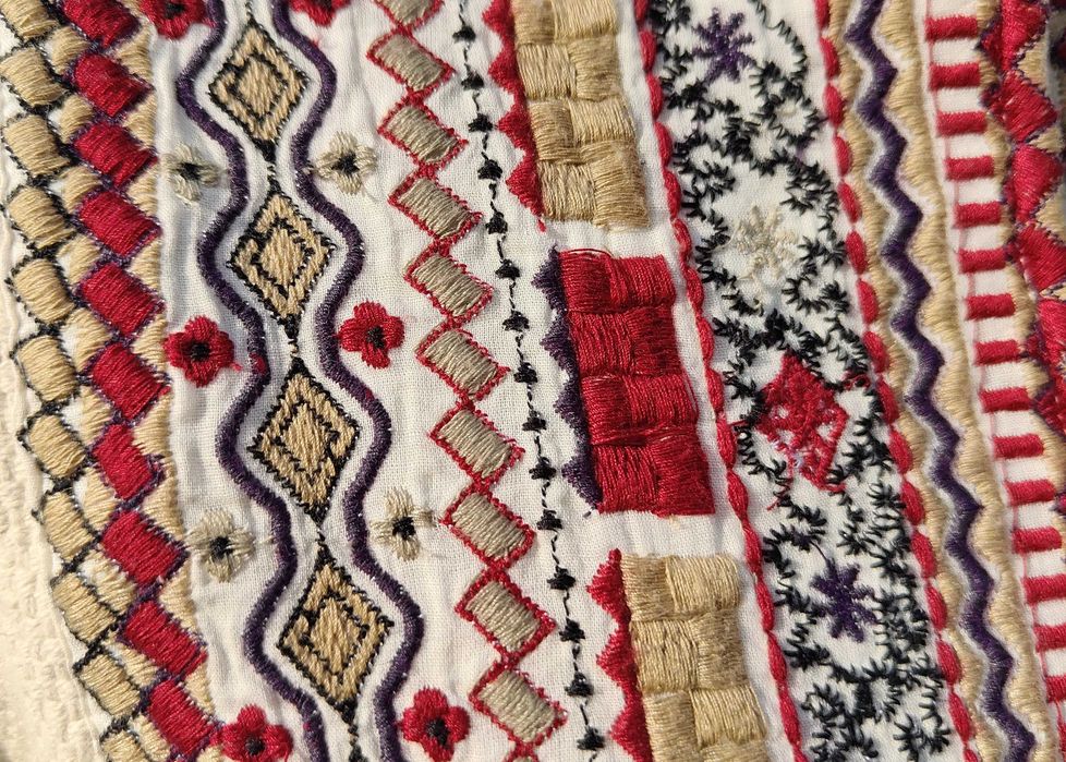 Kurtka marynarka narzutka Mango XL boho bohemian etno beż haft folk
