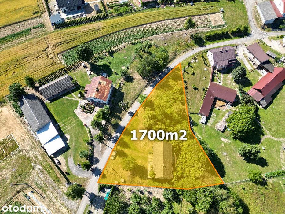 Działka budowlana 1700m2 z domem do rozbiórki - Skurowa