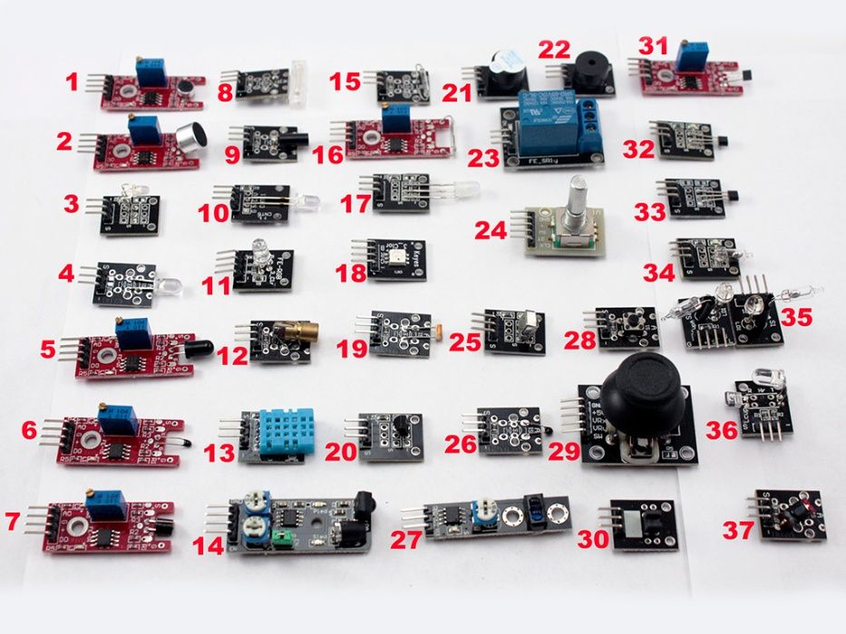 Arduino набор датчиков сенсоров модулей 37шт для робототехники Ардуино