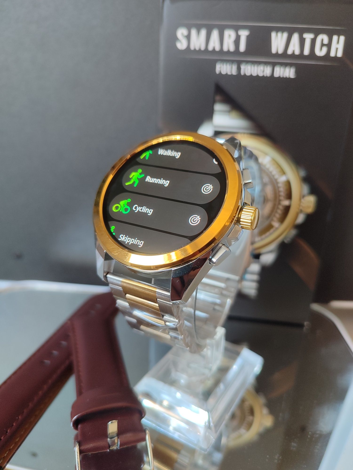 Nowy srebrno złoty smartwatch zegarek bluetooth branzoletka