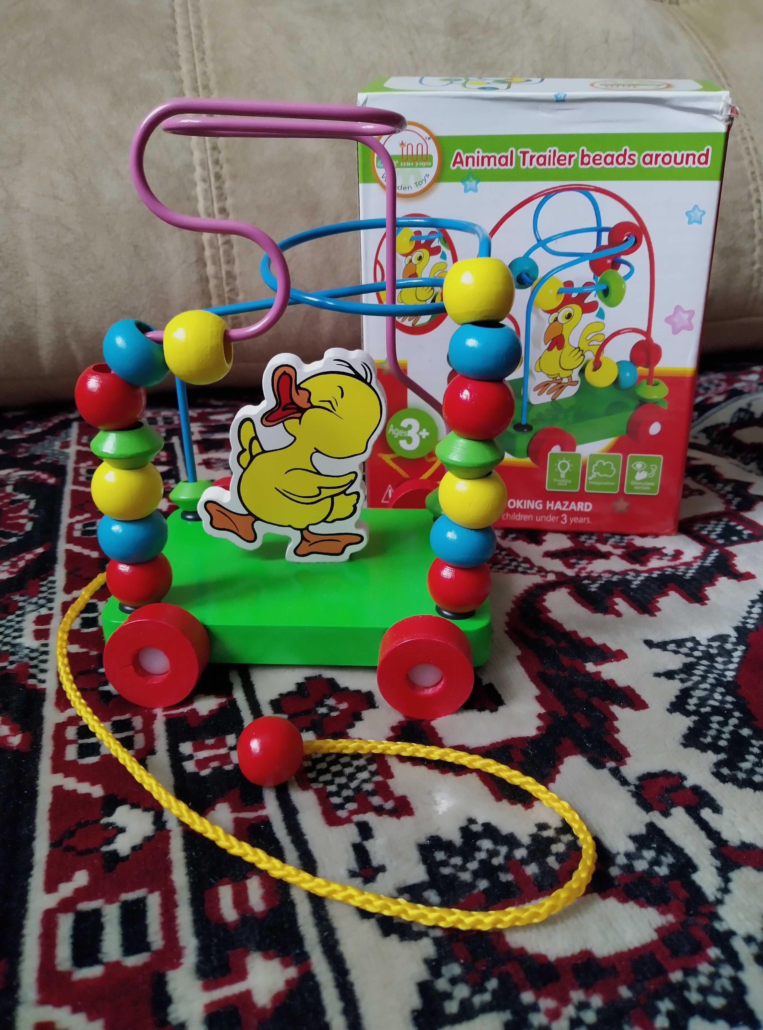 Дерев'яна іграшка - пальчиковий лабіринт - на колесах, розвиваюча гра