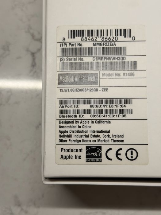 laptop notebook Apple MacBook Air 13 cal 2015 i5 128GB RAM 8GB 1,6 GHz