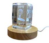 Ночник Хрустальный куб с гравировкой козерог с LED подсветкой USB