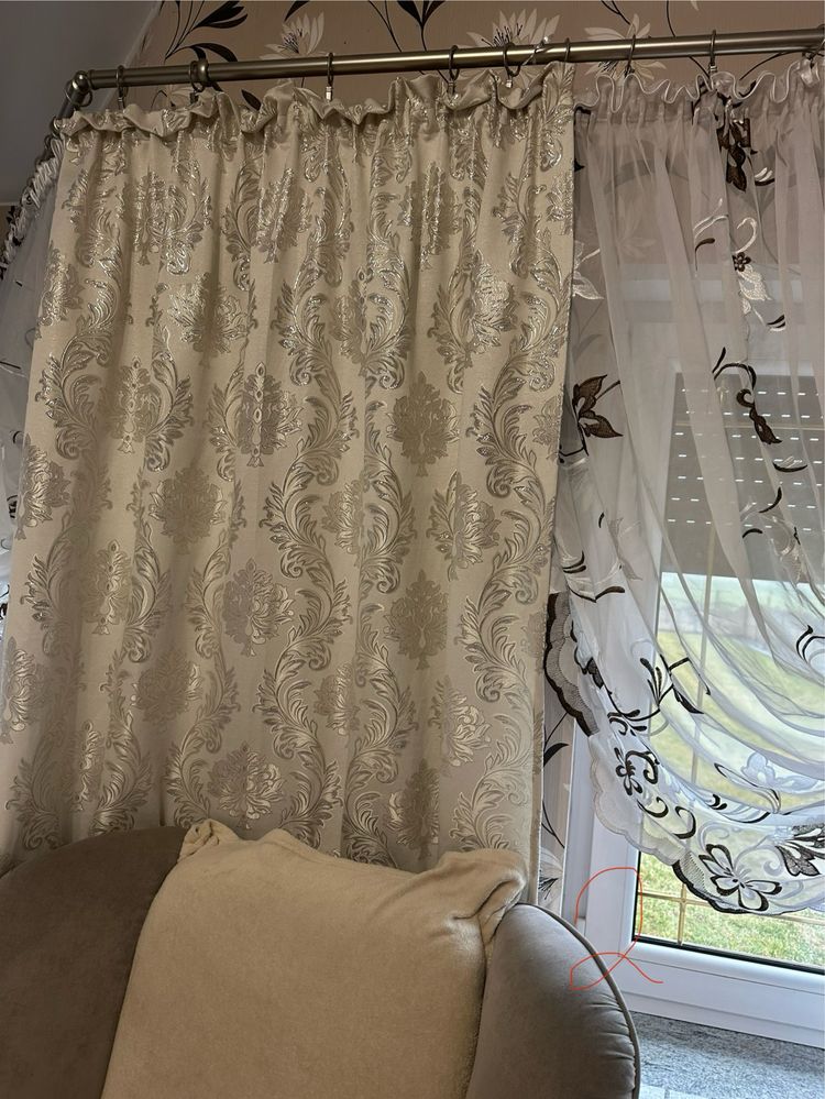 Zestaw firany i zasłony z haftem eleganckie