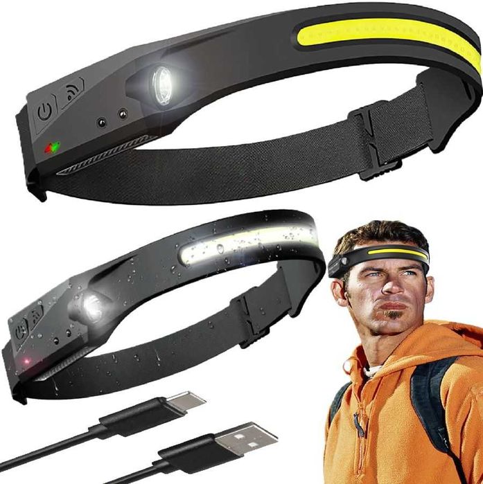 Latarka LED czołowa na głowę akumulatorowa czujnik ruchu MAT-T-079