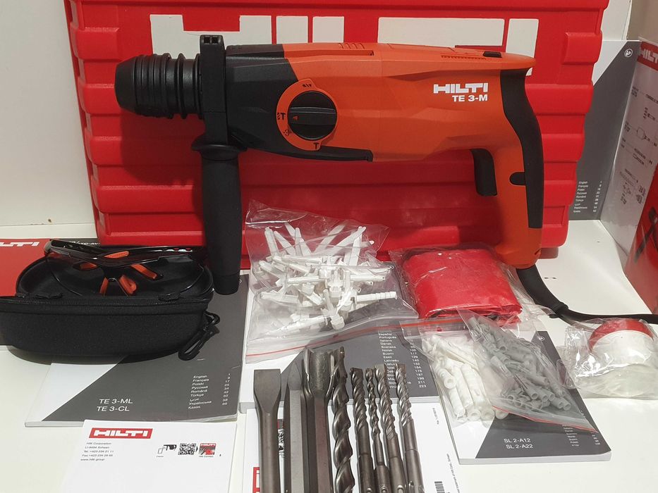 Duzy zestaw HILTI TE 3M wiertarka z kuciem Nowa okulary wiertła kolki