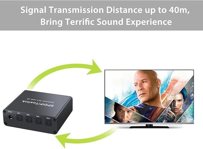 Przełącznik audio LiNKFOR Toslink SPDIF 3 wejścia z pilotem