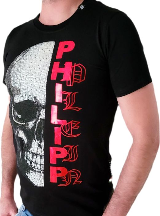 Philipp Plein Koszulka T-Shirt Skull neonowy nadruk