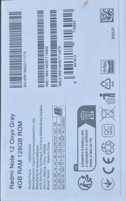 Telefon Redmi Note 12 Onyx Gray