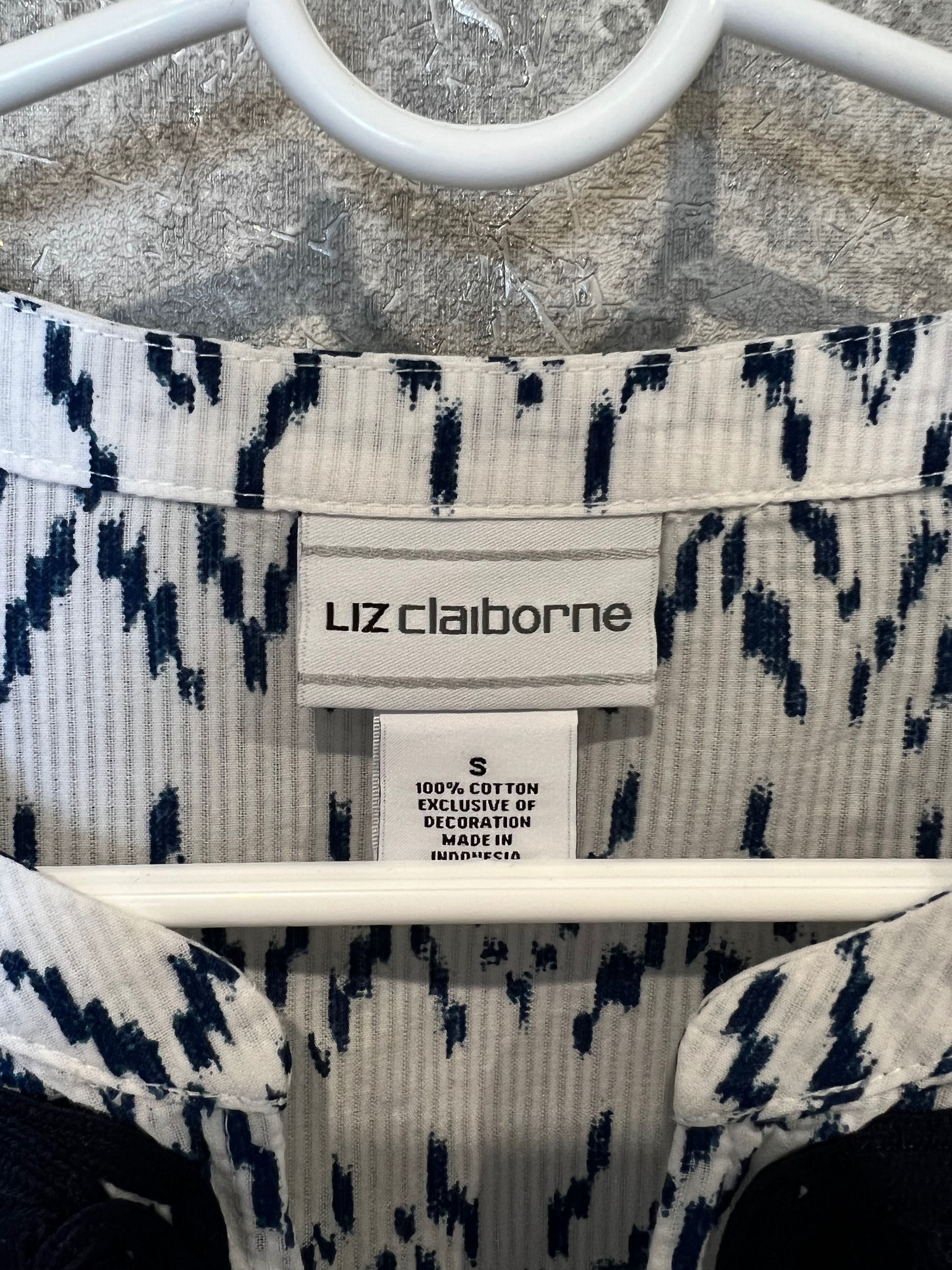 Женская туника Liz Claiborne 100% хлопок сине белая размер S