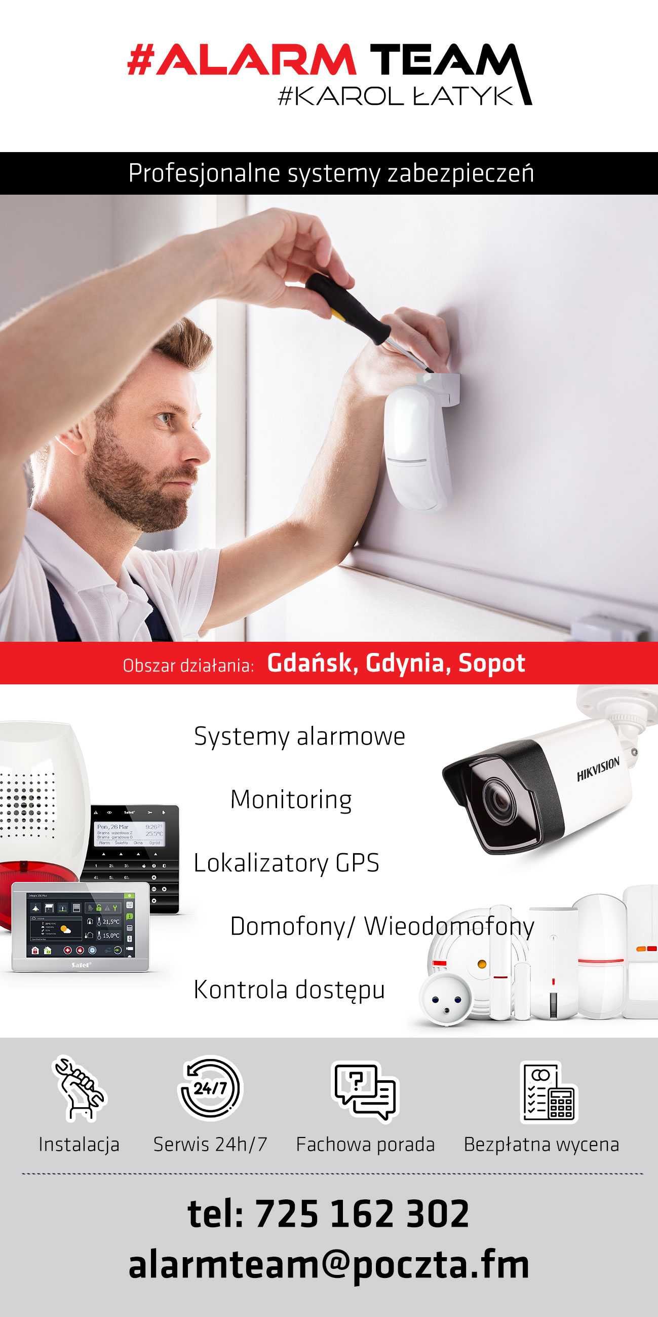 Alarm, monitoring ,domofony, montaż, serwis, konserwacja