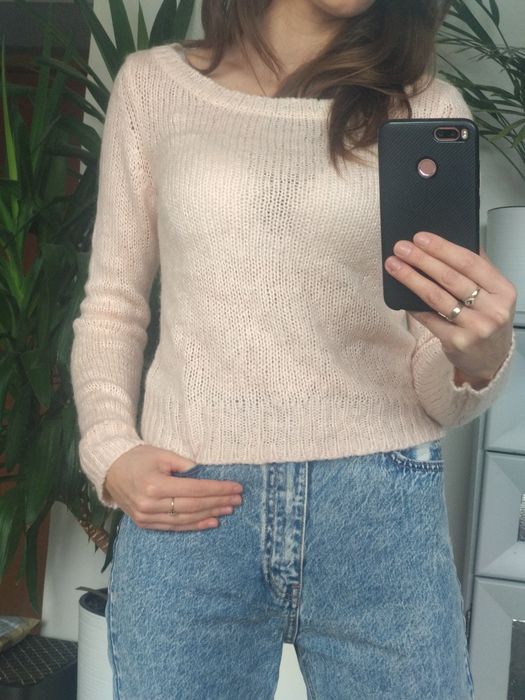 Sweter H&M pudrowy róż xs