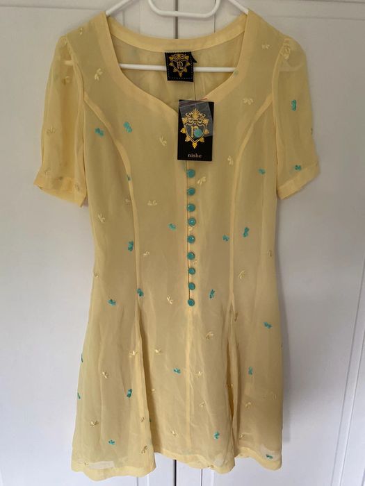 Nishe mgiełka tiulowa żółta kanarkowa szyfon tiul 36 S na lato wesele