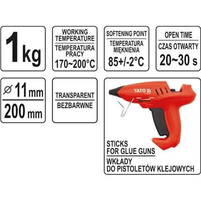 Wkłady klejowe 11,2x200mm 1kg bezbarwne Yato