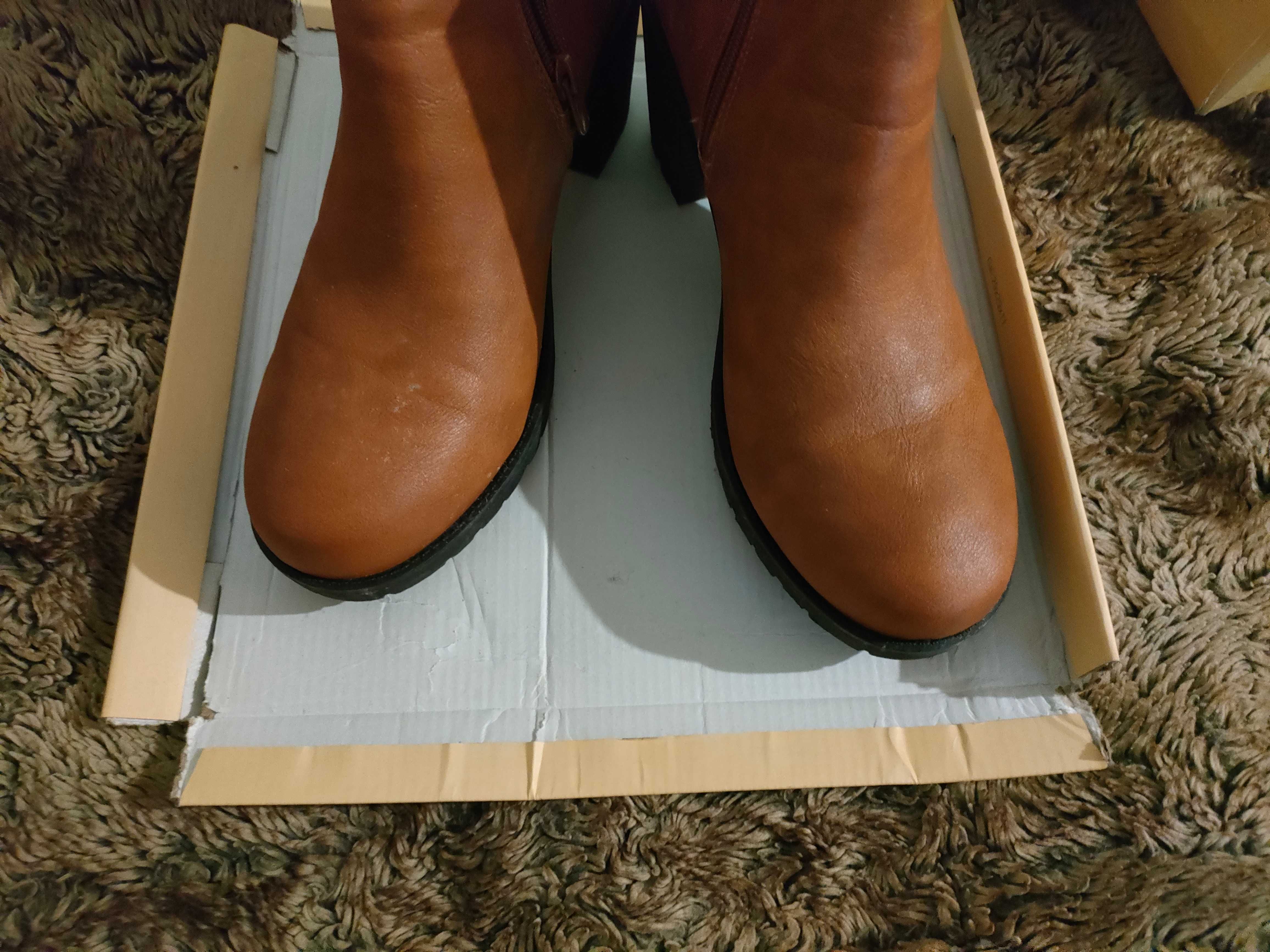 Buty botki kozaki camel brąz 41